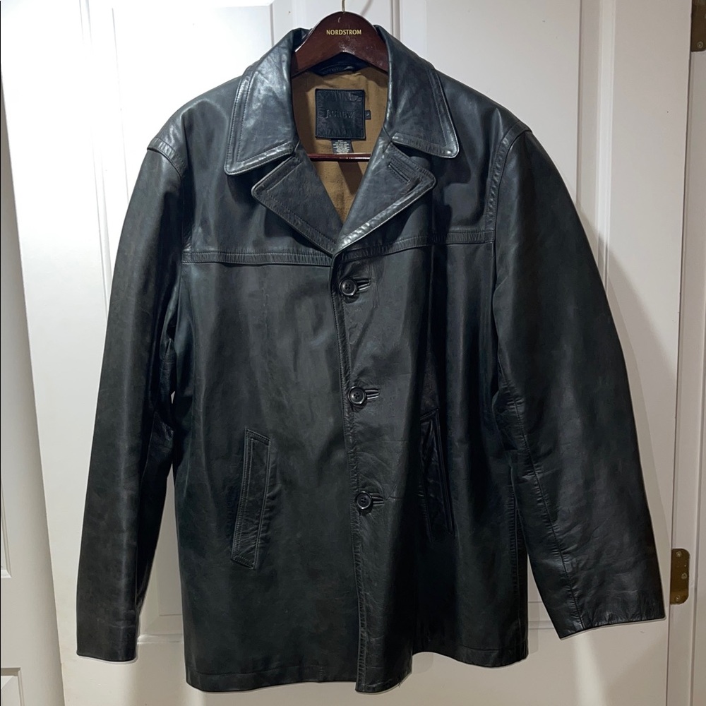 Men's Vintage J. Crew Charcoal Leather Jacket